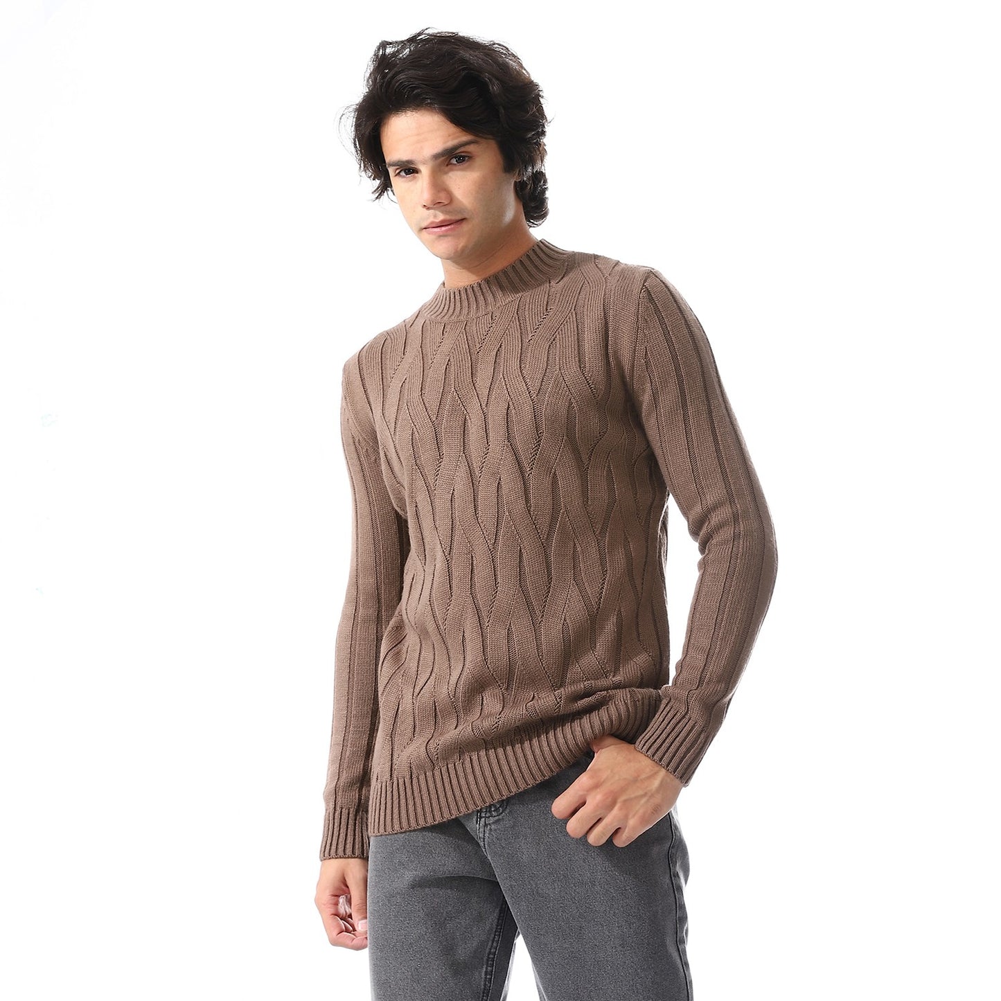 Mens Wool Cable Knit Sweater