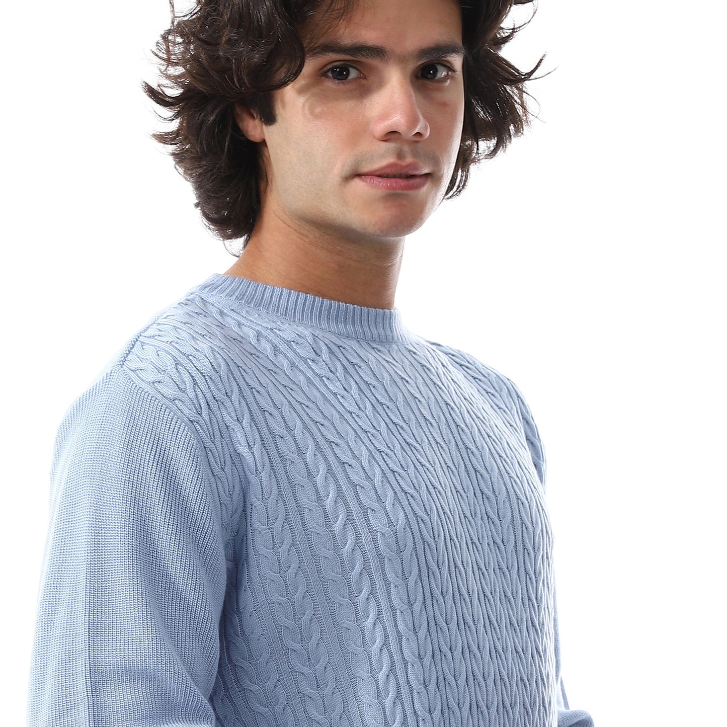Mens Crewneck Cable Knit Sweater