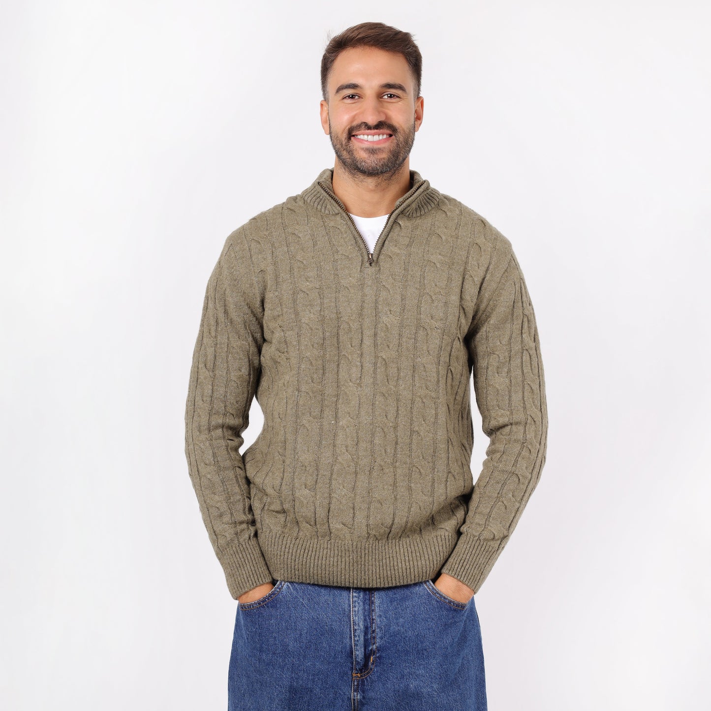 Men's Half Zip Cable Knit Sweater