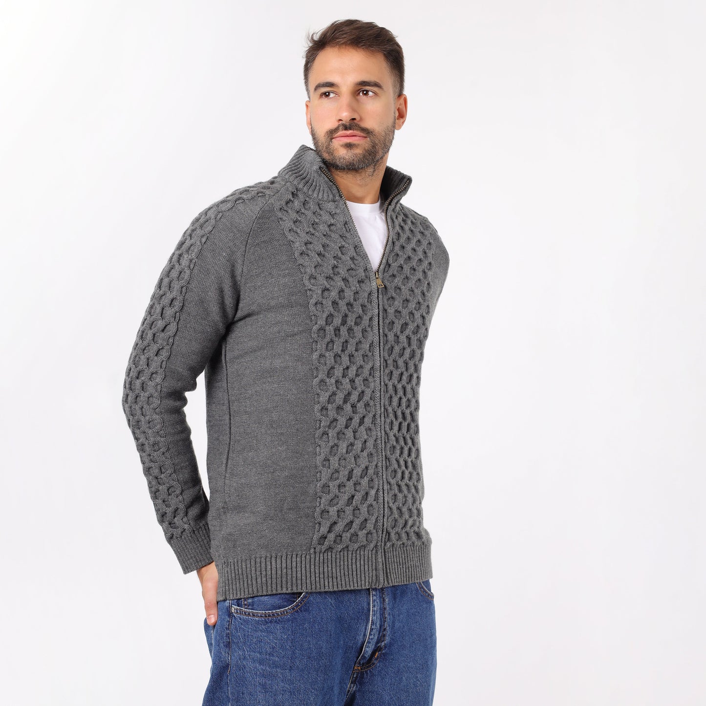 Men's Zip-Up Knit Sweater