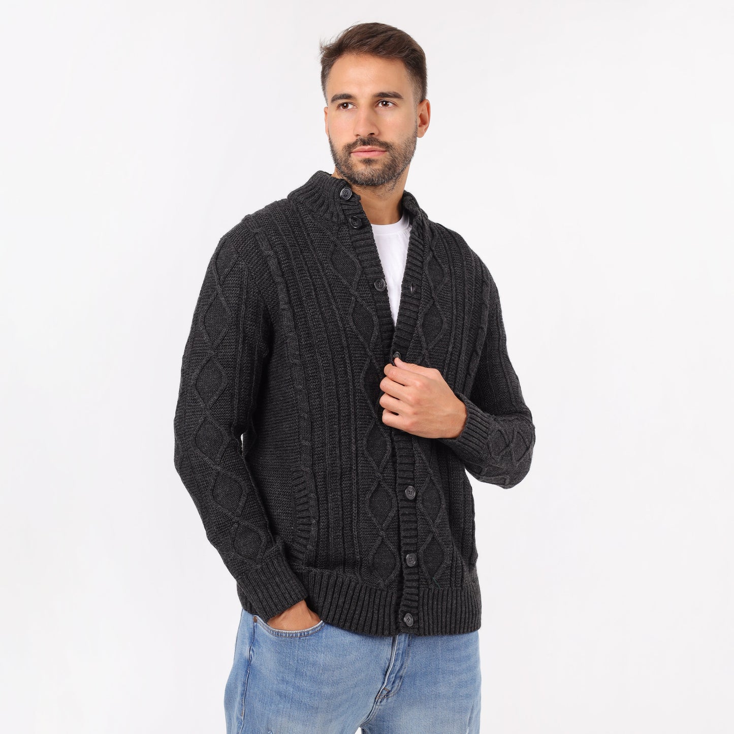 Men's Button-Up Knit Sweater