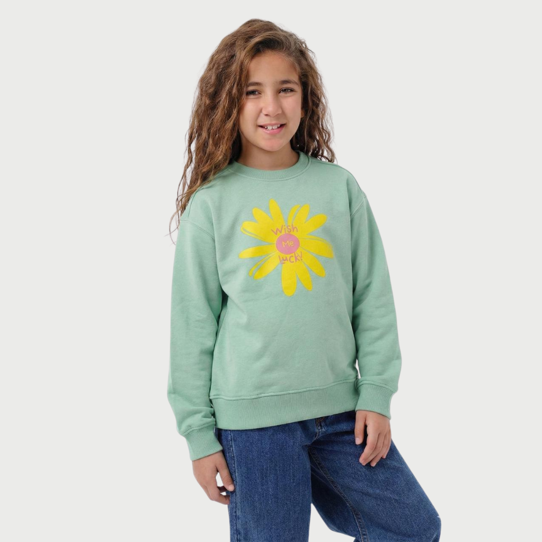 Girls Melton Printed Sweatshirt