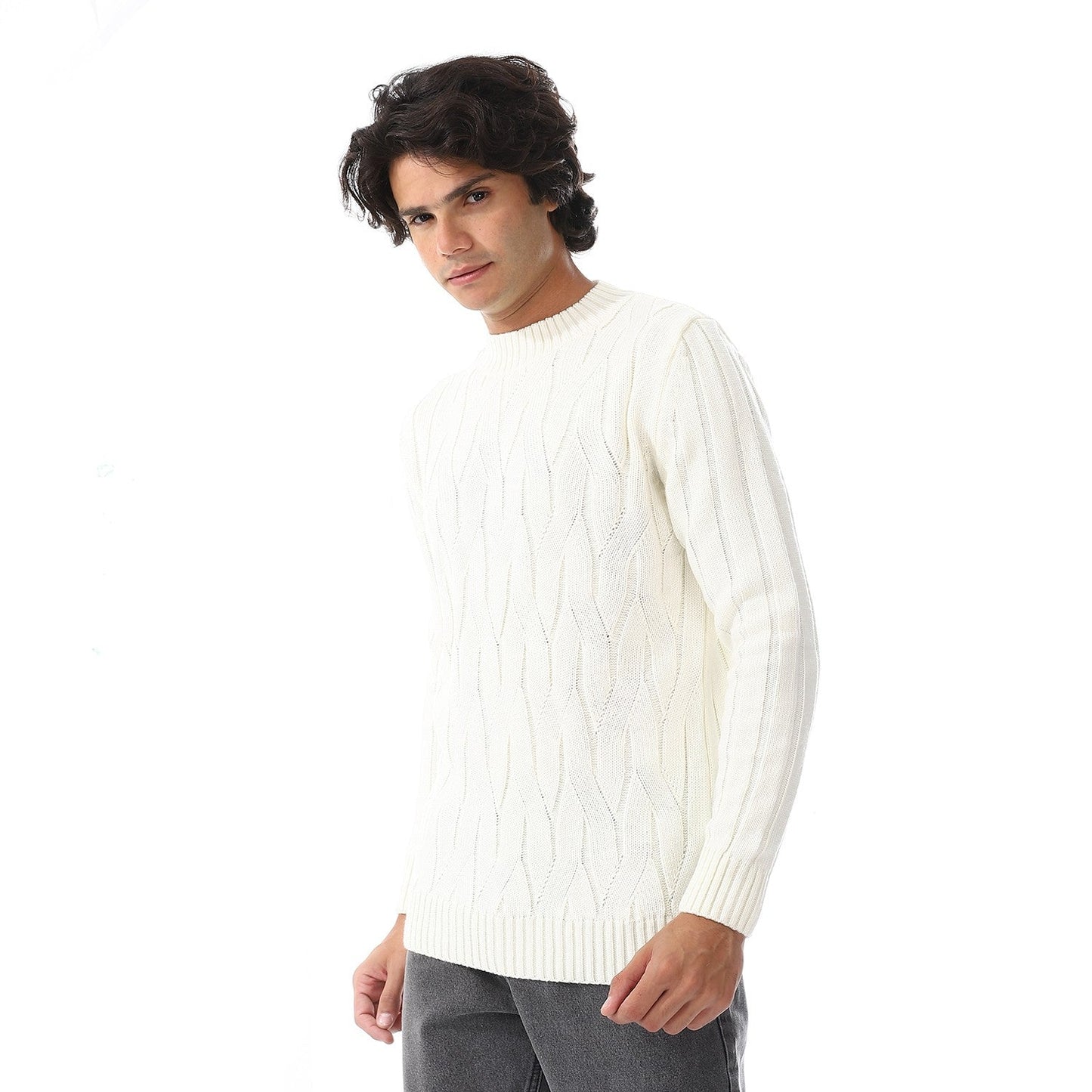 Mens Wool Cable Knit Sweater