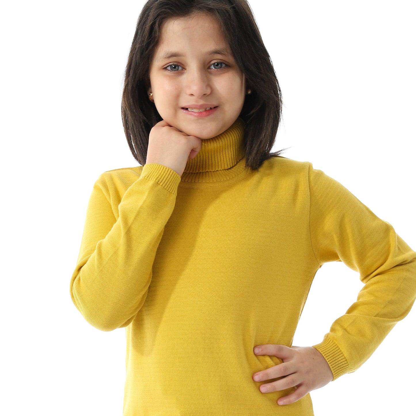 Girls Plain Turtleneck Pullover