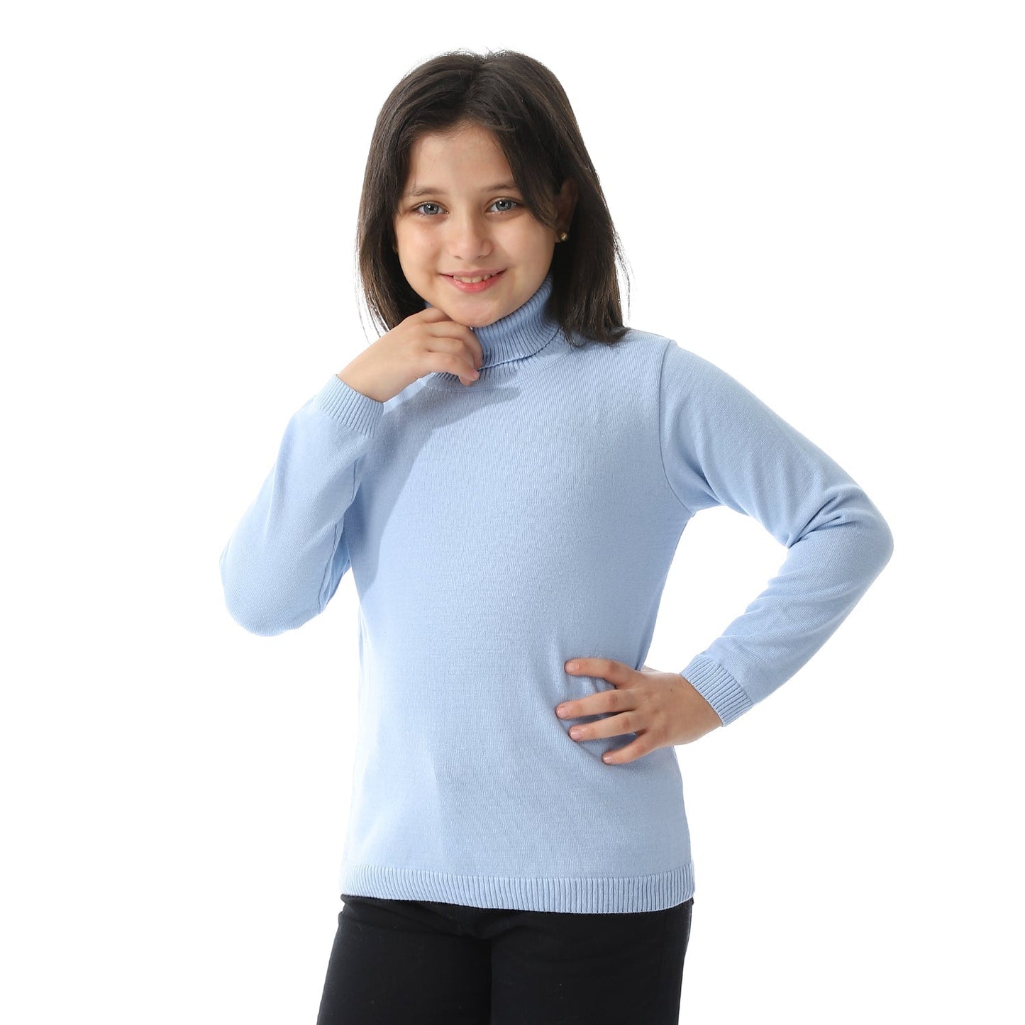 Girls Plain Turtleneck Pullover
