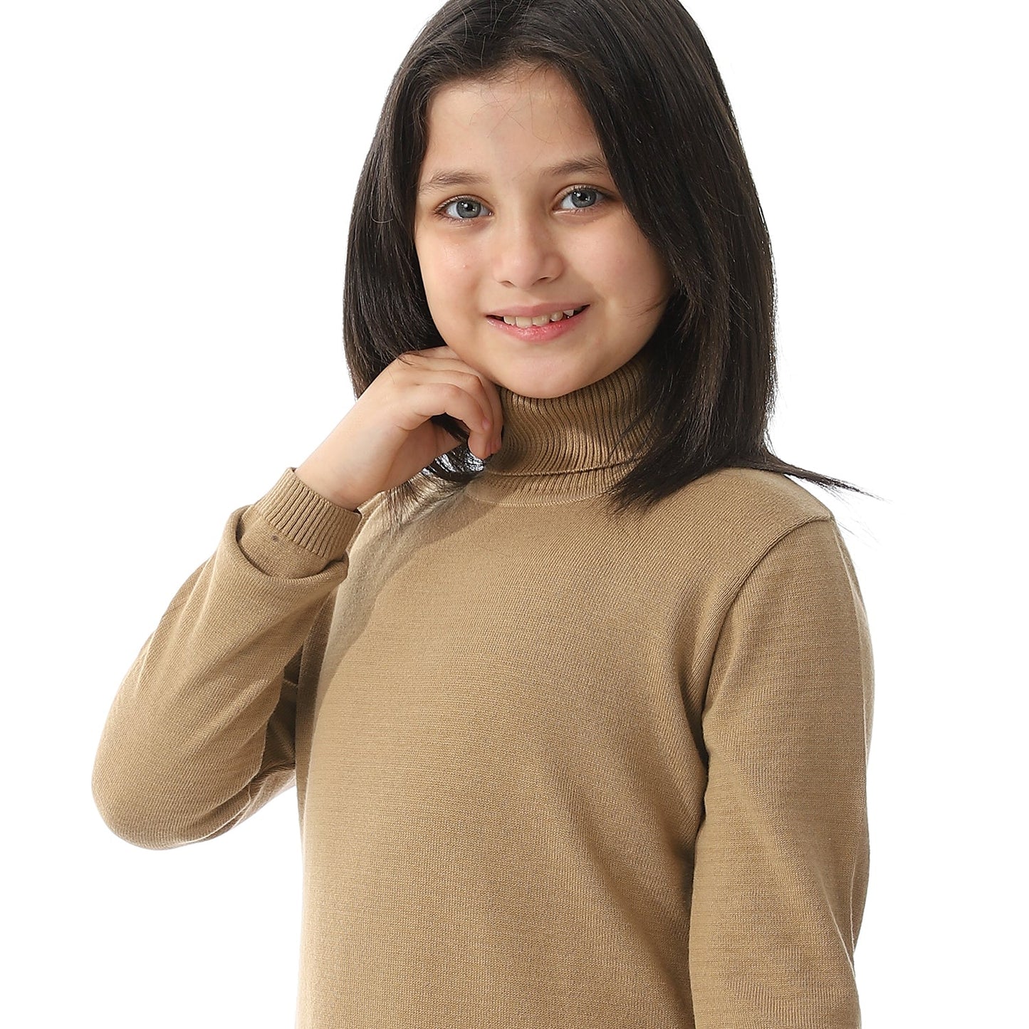 Girls Plain Turtleneck Pullover