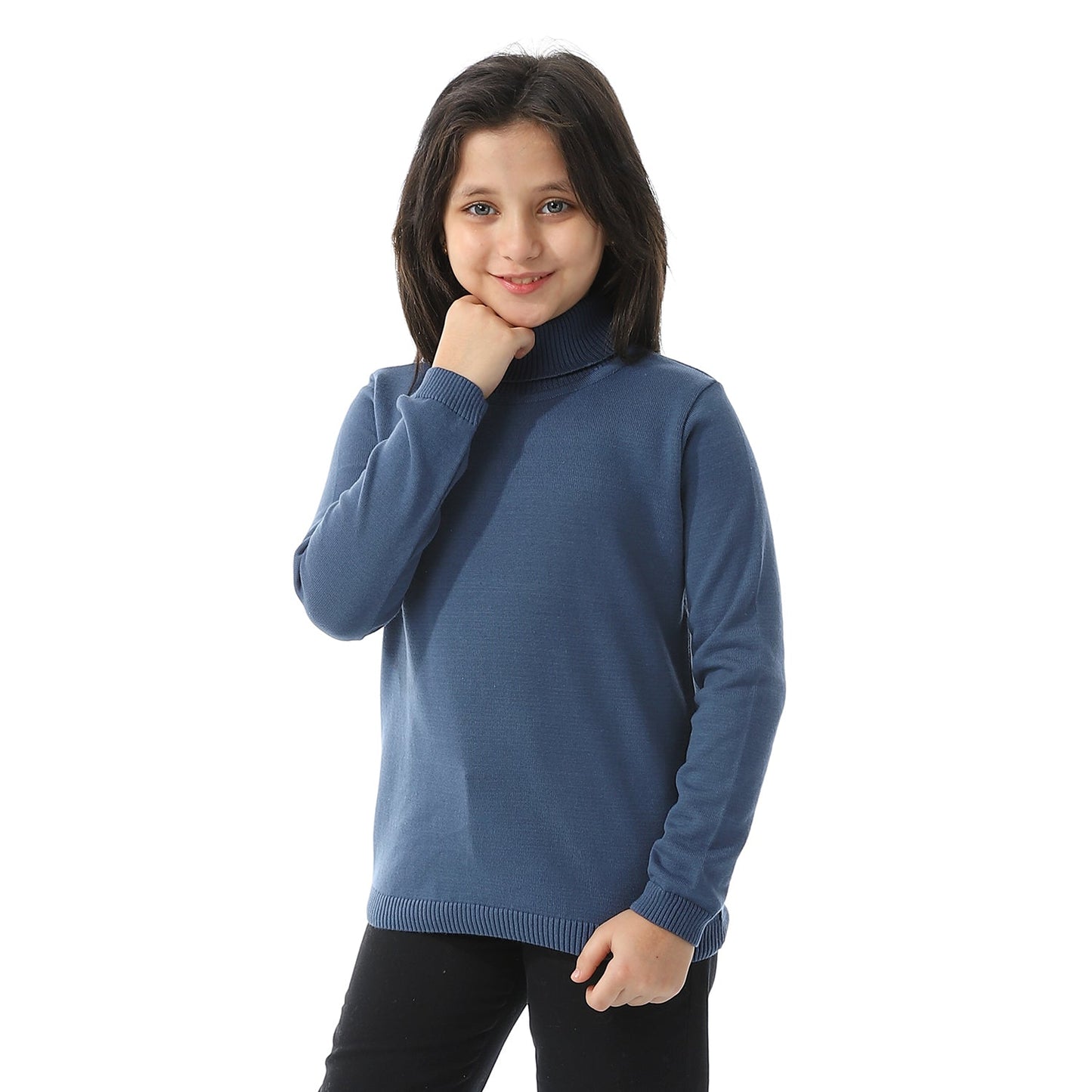 Girls Plain Turtleneck Pullover