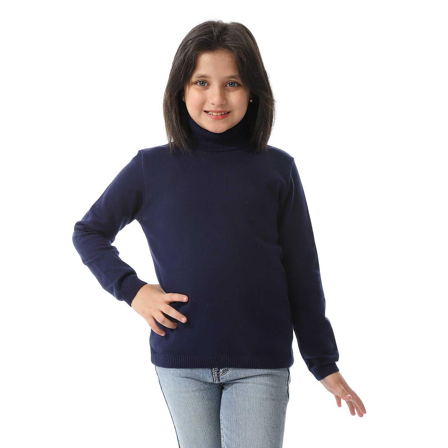 Girls Plain Turtleneck Pullover