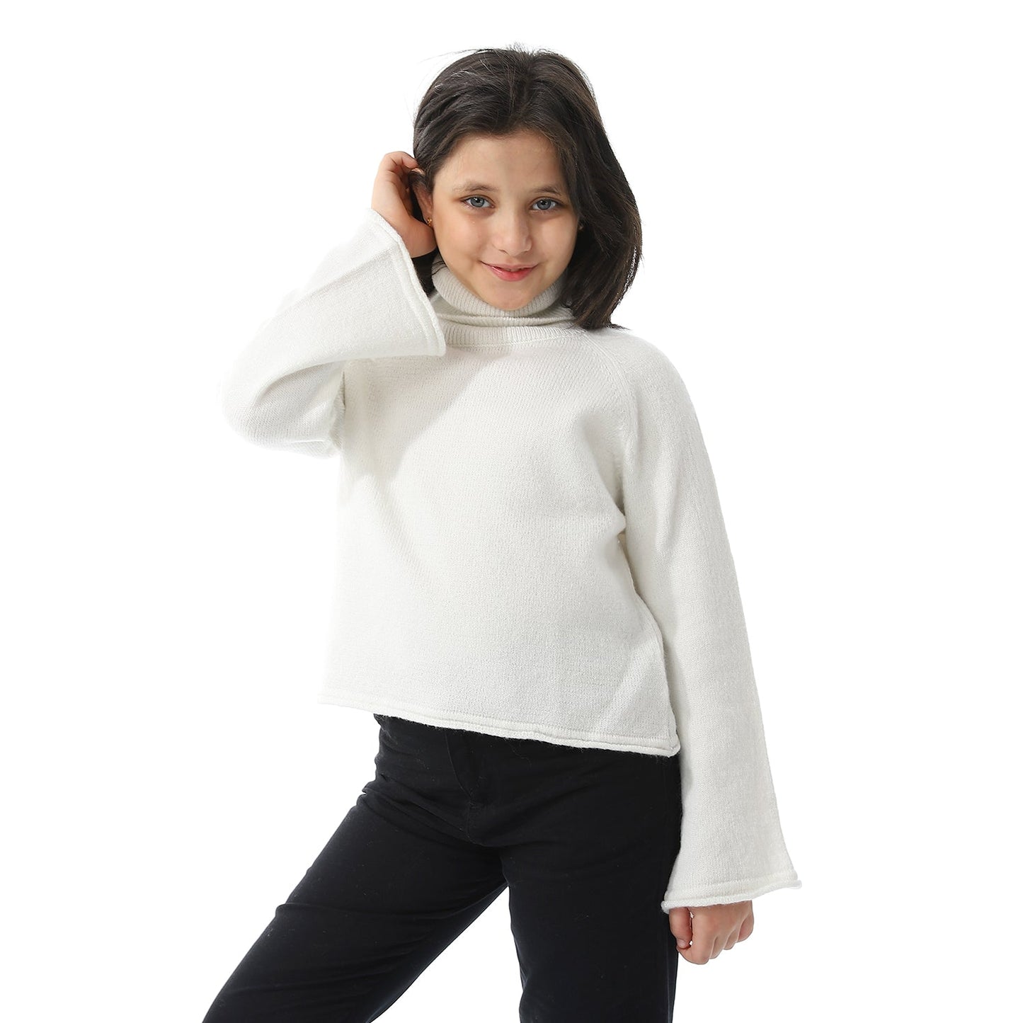 Girls Turtleneck Knit Pullover