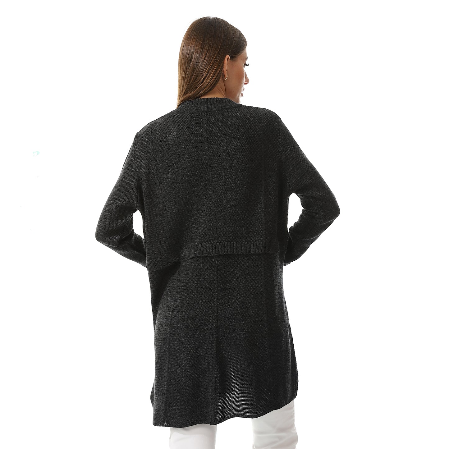 Women's Button-Front Perforated Cardigan