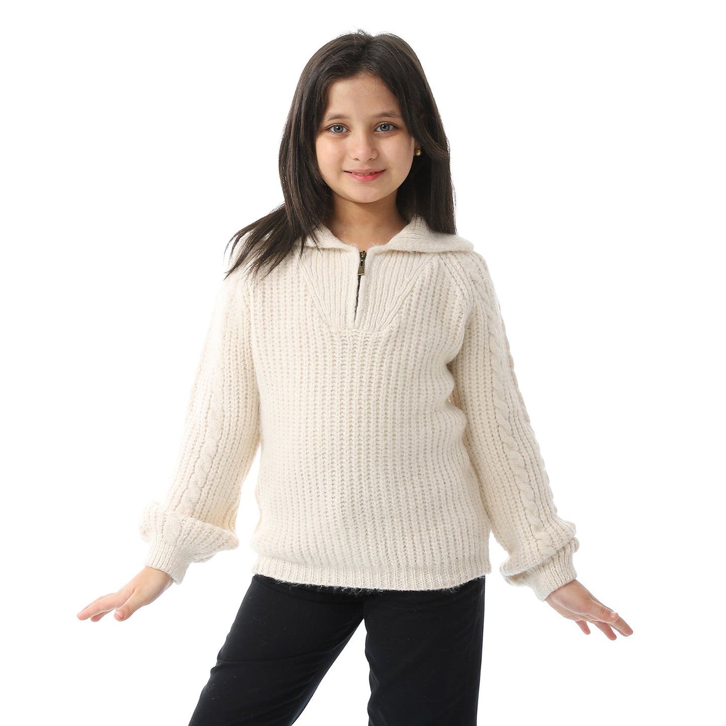 Girls Half-Zip Polo Neck Pullover