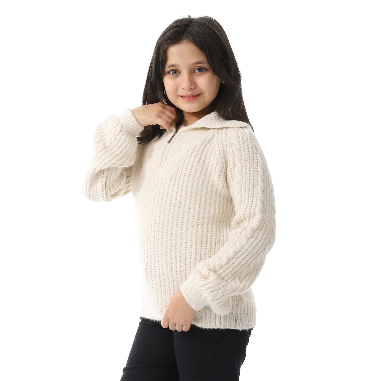 Girls Half-Zip Polo Neck Pullover