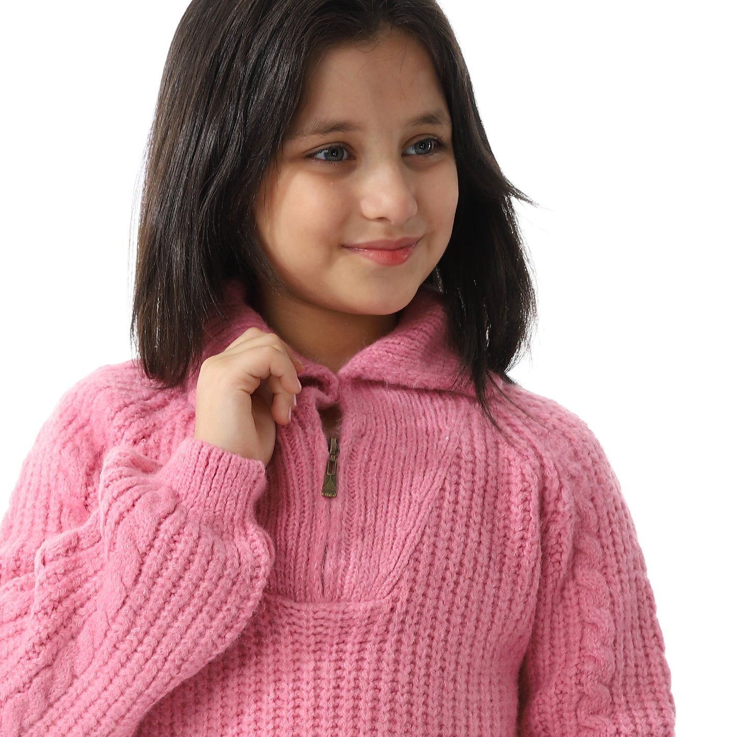 Girls Half-Zip Polo Neck Pullover