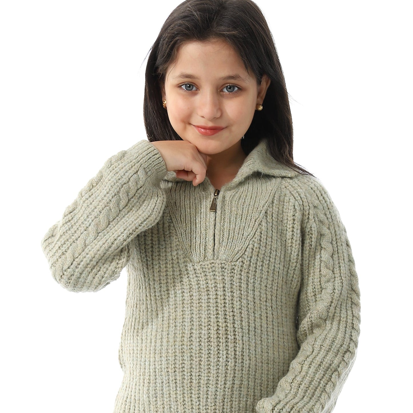 Girls Half-Zip Polo Neck Pullover