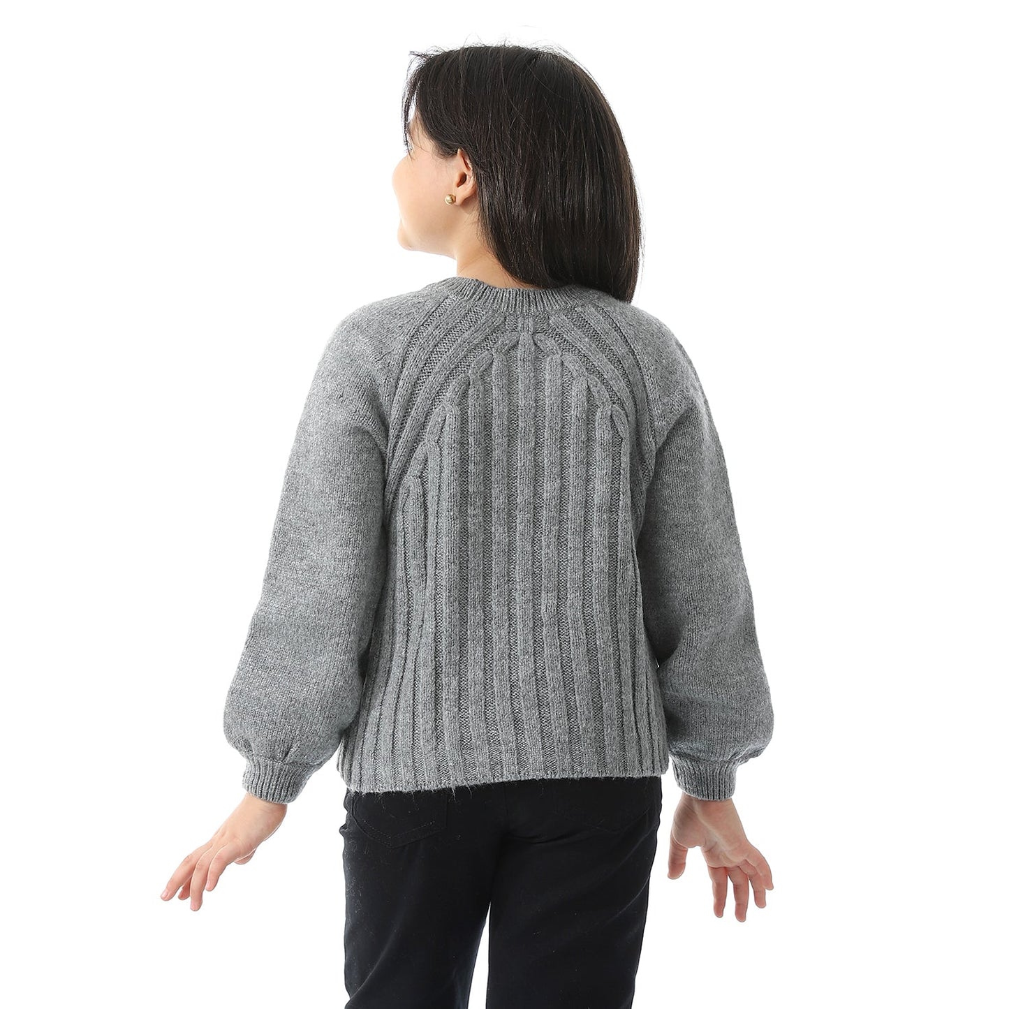 Girls Ribbed Crew Neck Pullover