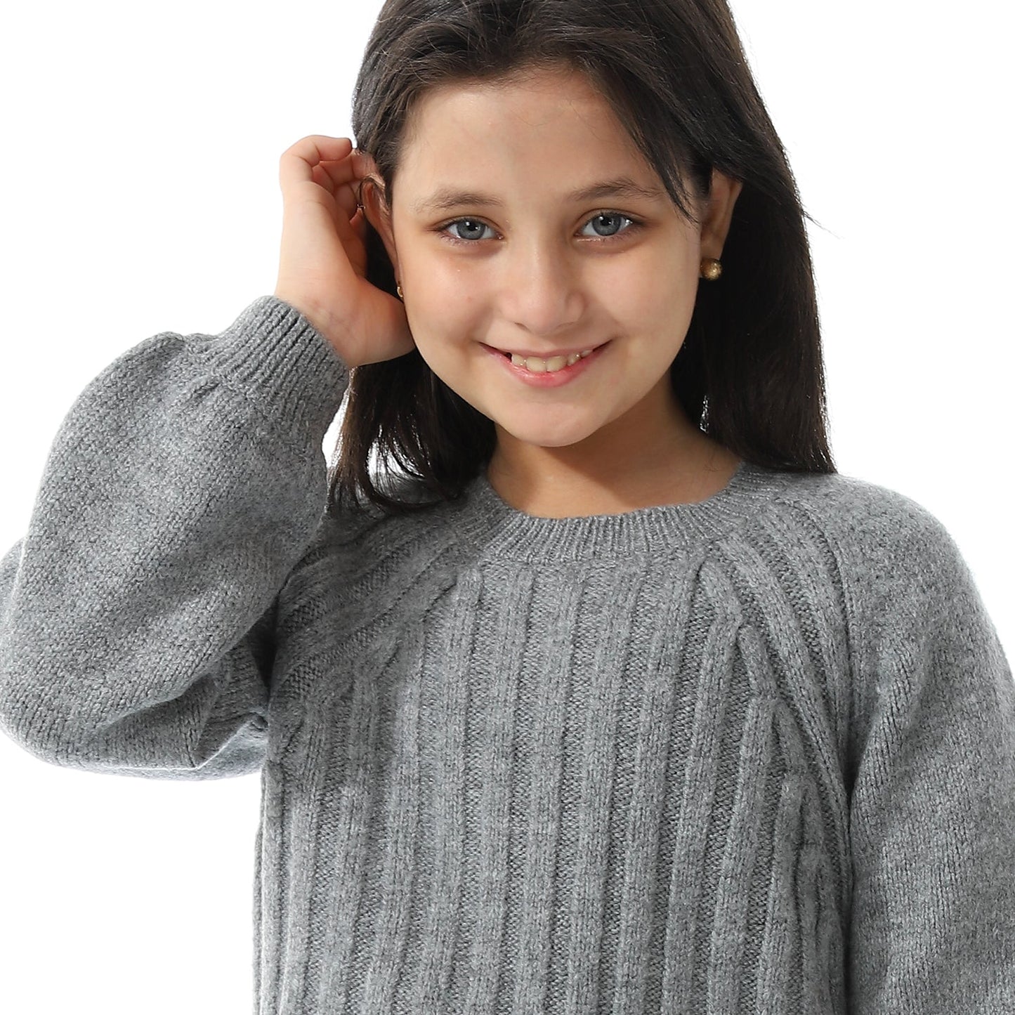 Girls Ribbed Crew Neck Pullover