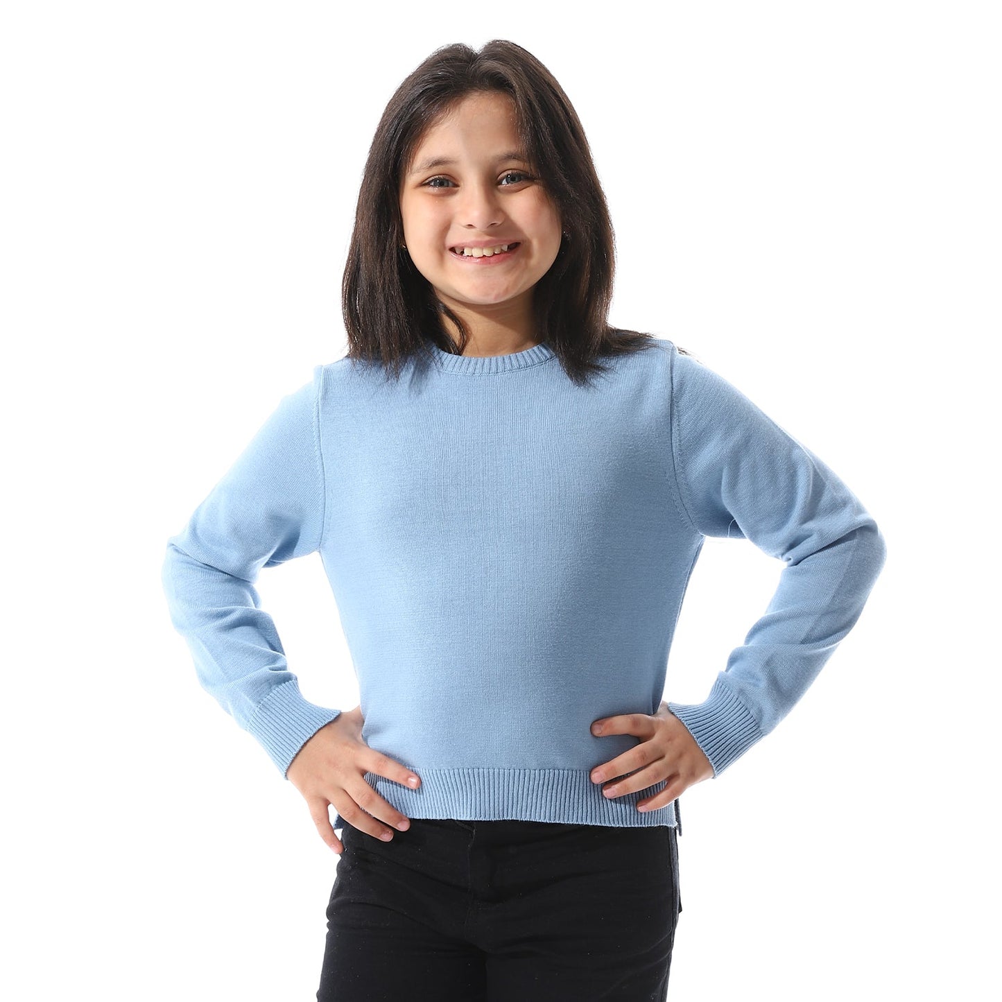 Girls Cropped Crew Neck Pullover