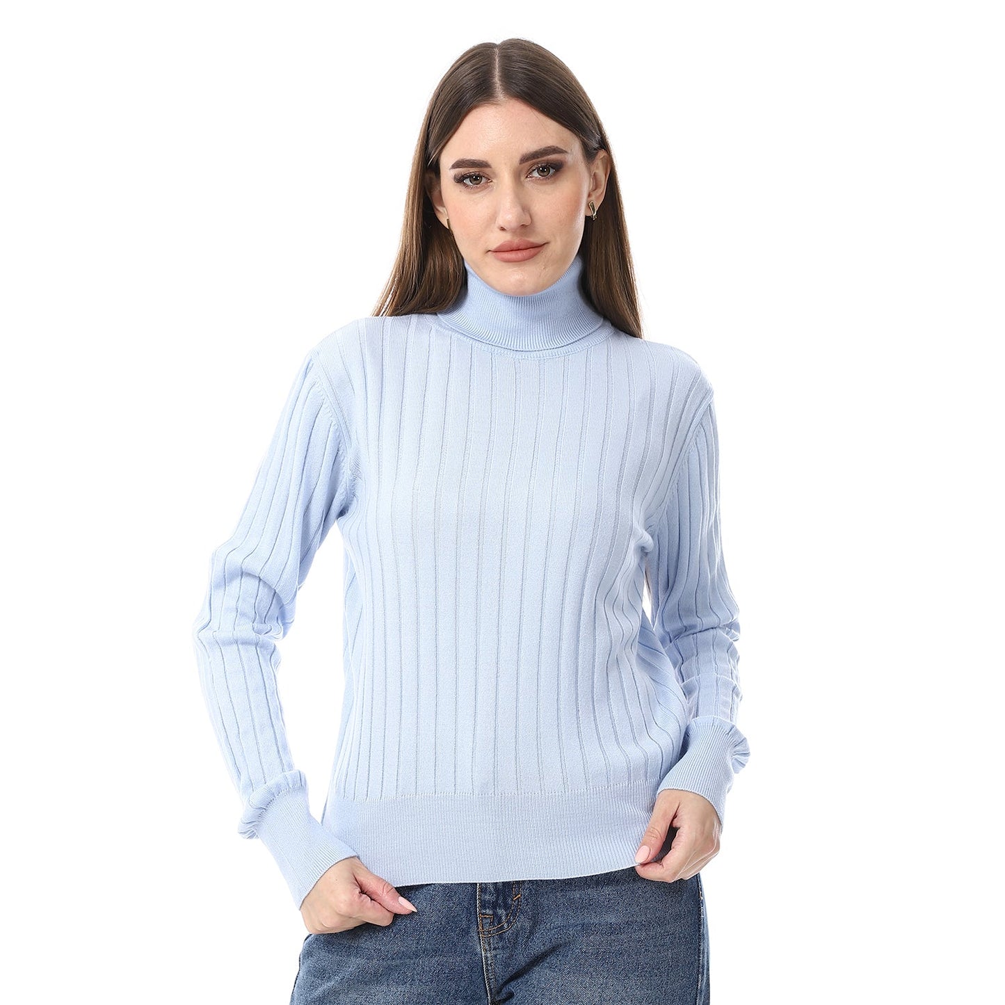 Women’s High Neck Ribbed Sweater