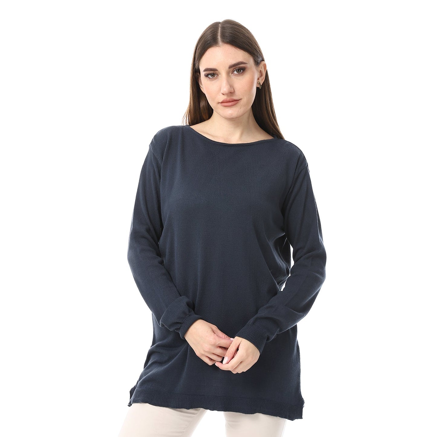 Women's Crew Neck Plain Pullover