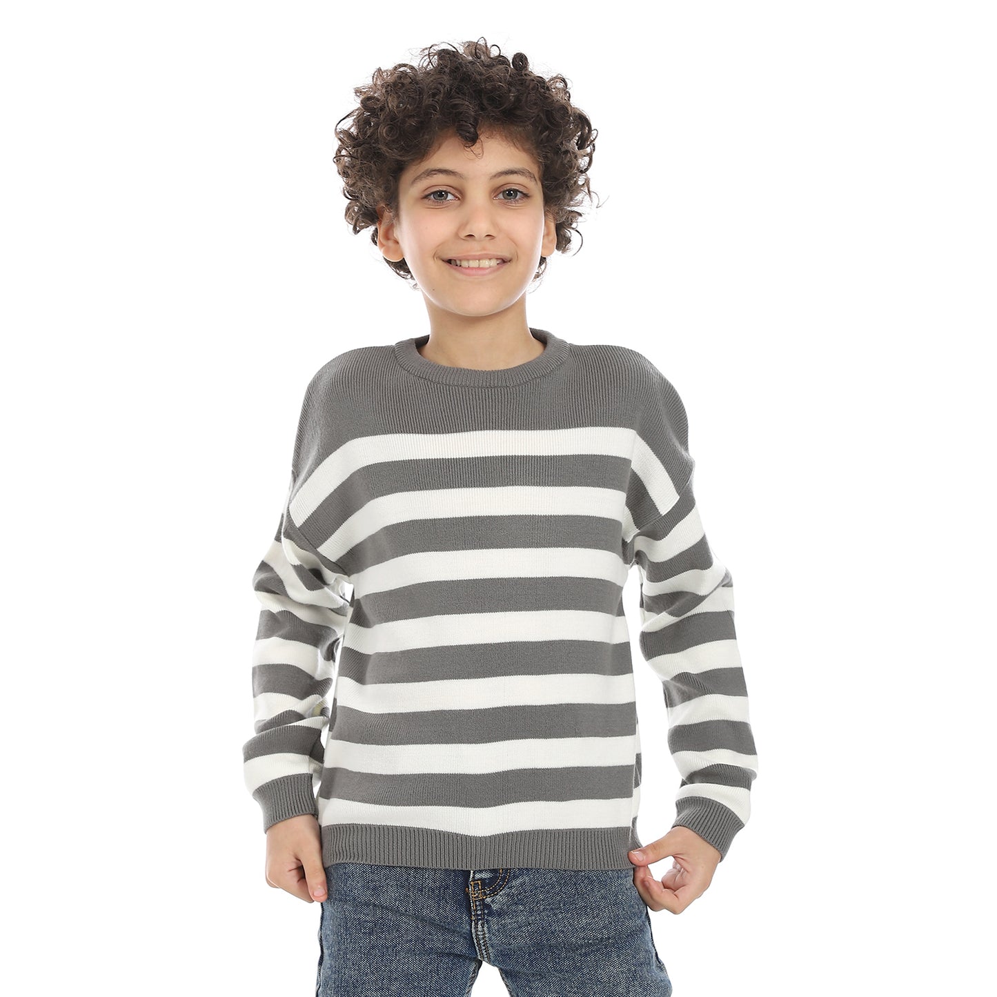 Boys Striped Crew Neck Pullover