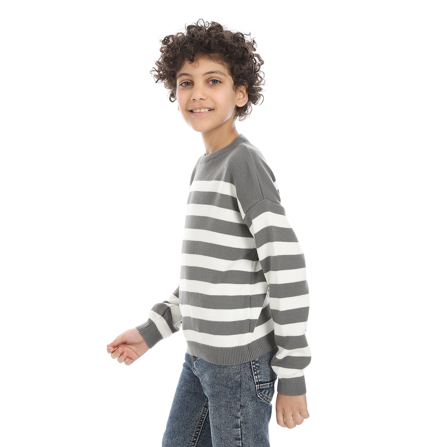 Boys Striped Crew Neck Pullover