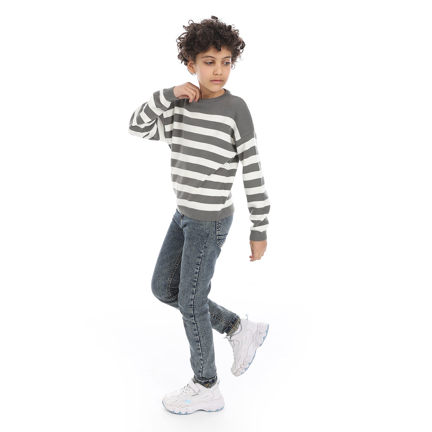 Boys Striped Crew Neck Pullover