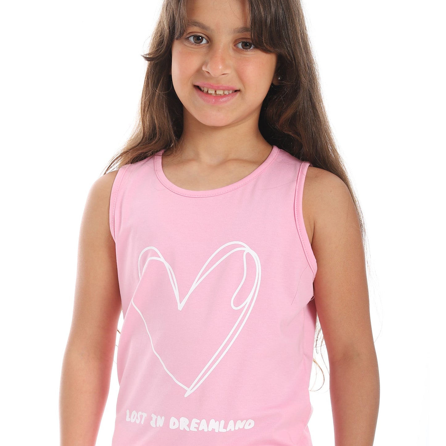 Girls Cotton Printed Sleeveless T-Shirt