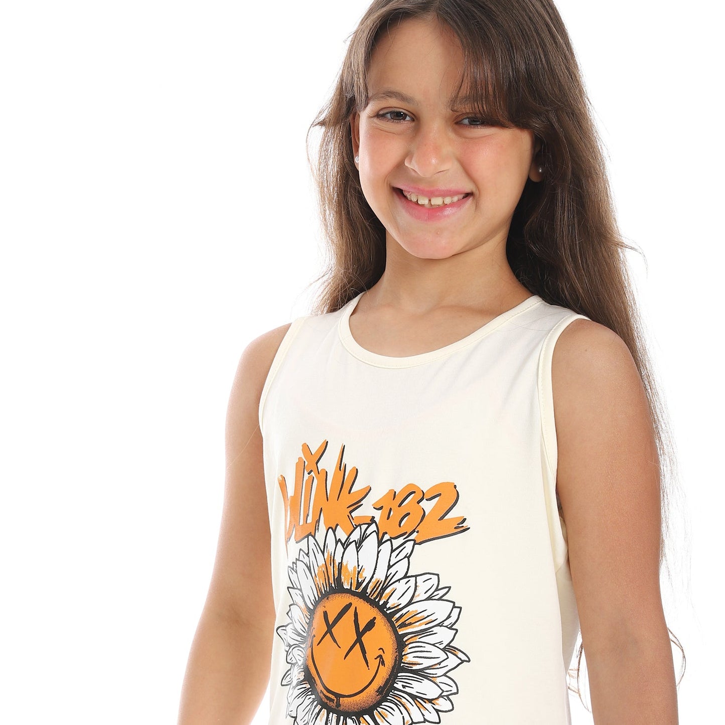 Girls Cotton Printed Sleeveless T-Shirt