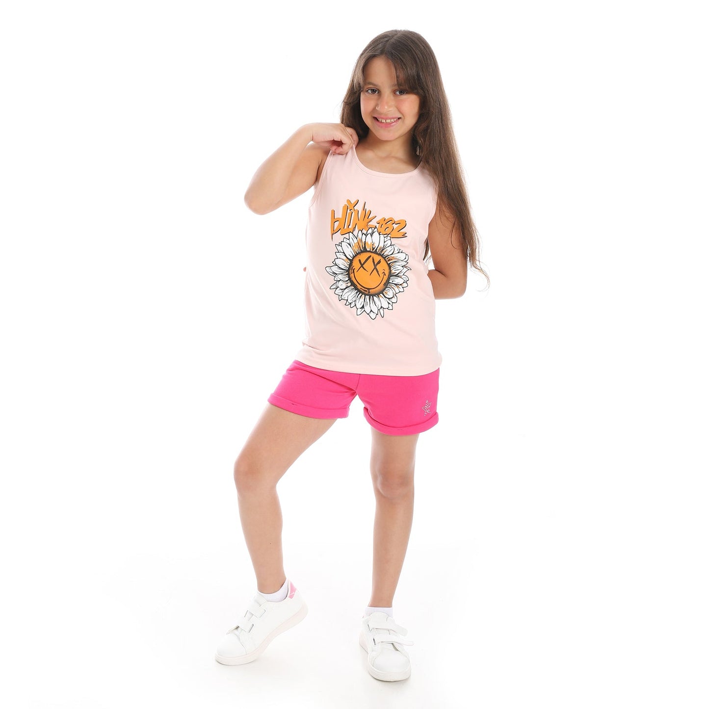 Girls Cotton Printed Sleeveless T-Shirt