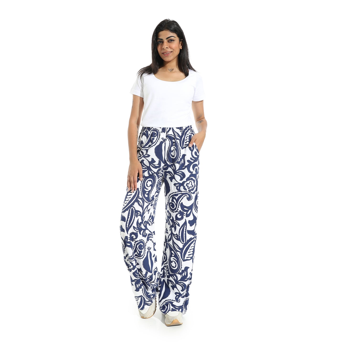 Women's Wide Leg Printed Pants