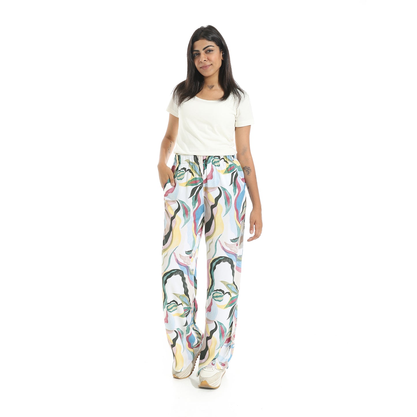 Women's Wide Leg Printed Pants