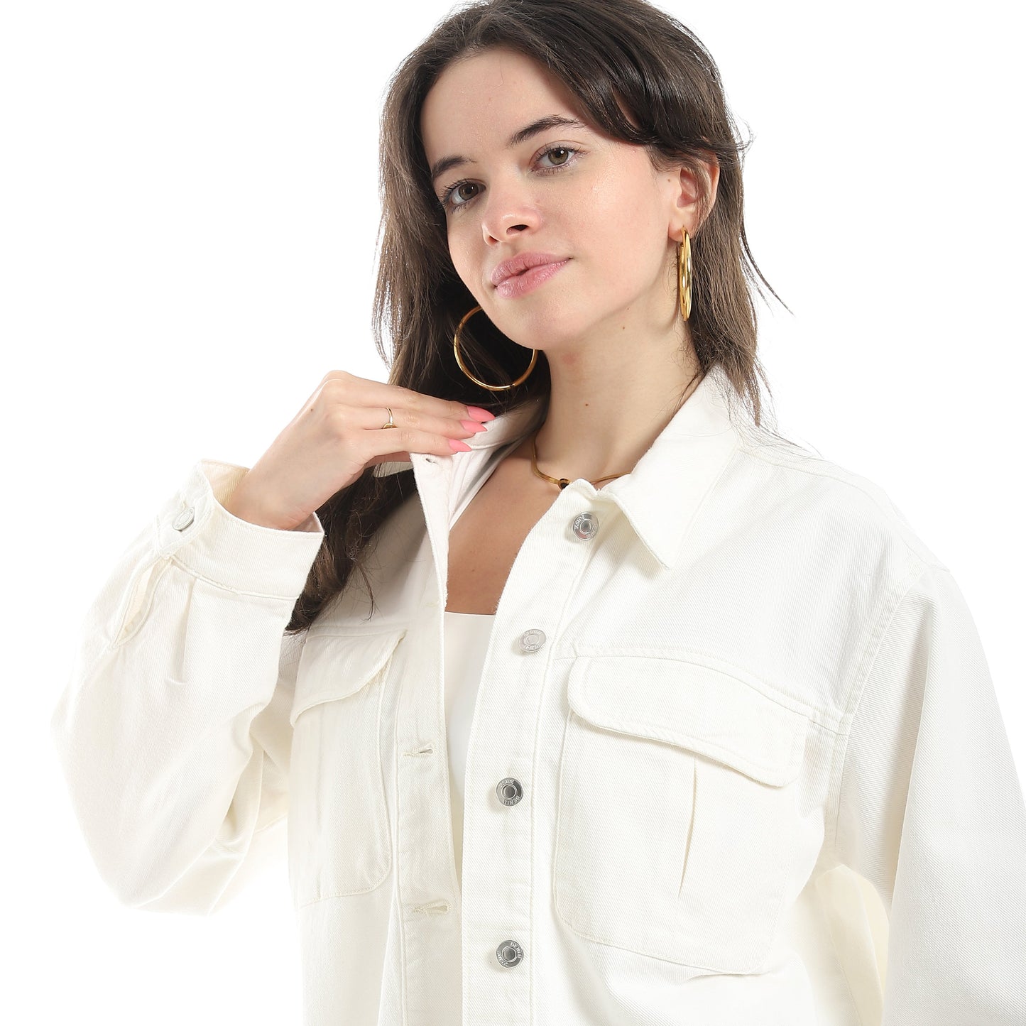 Women's Twill Overshirt With Two  Front Pockets