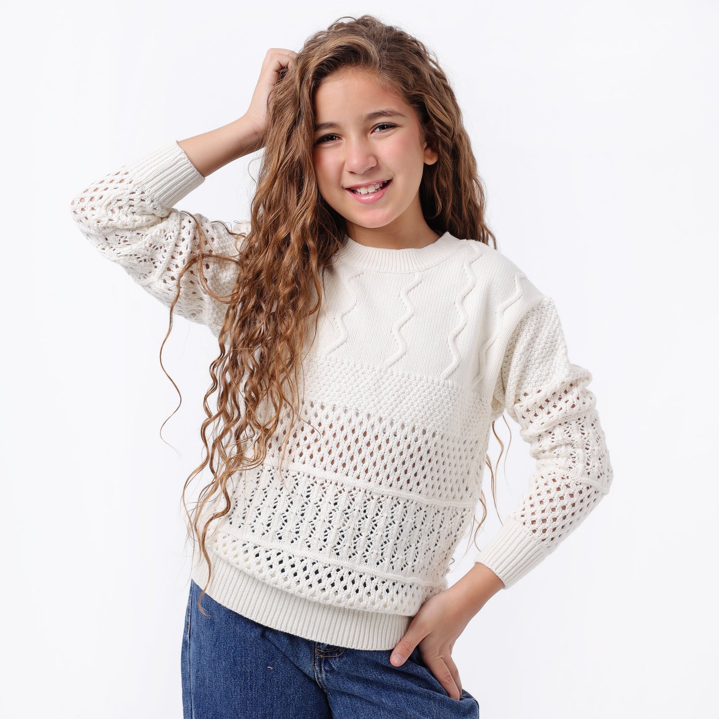 Girls Crew Neck Knit Sweater