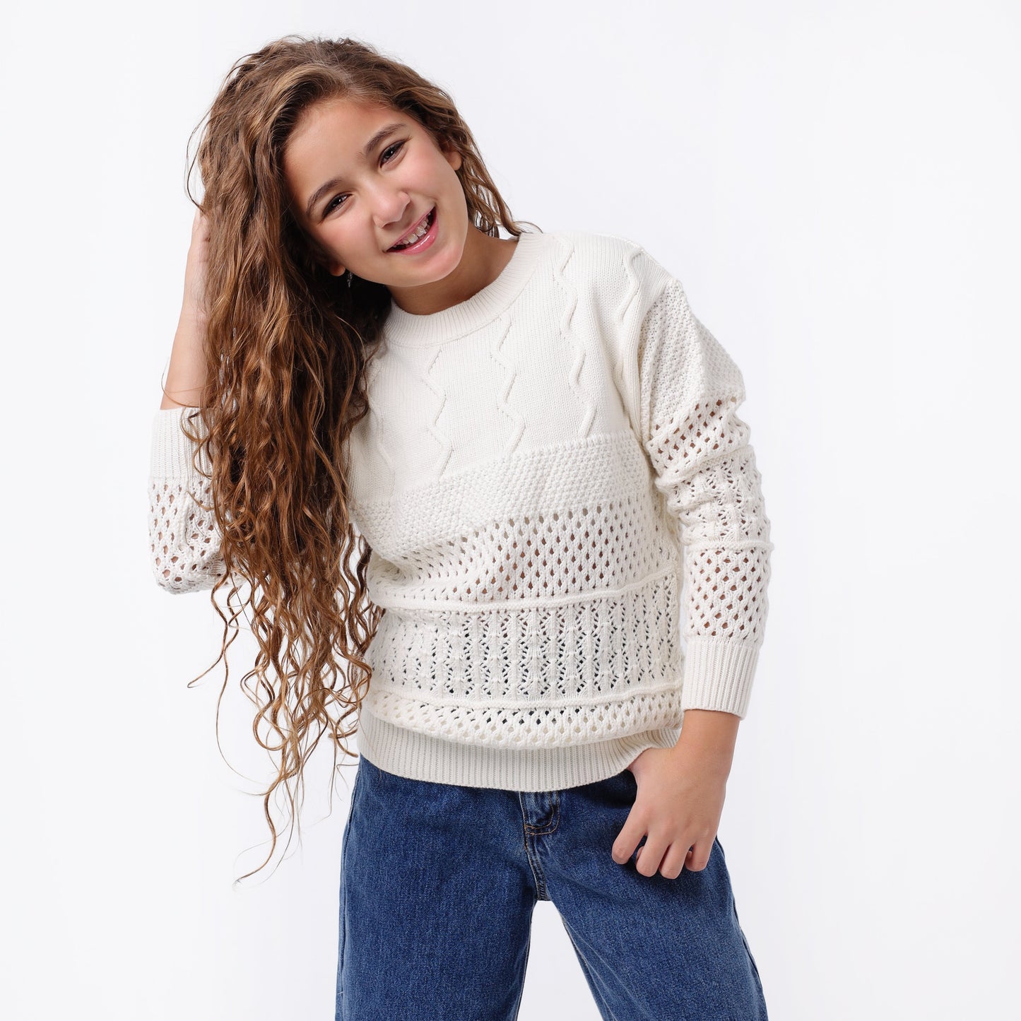 Girls Crew Neck Knit Sweater