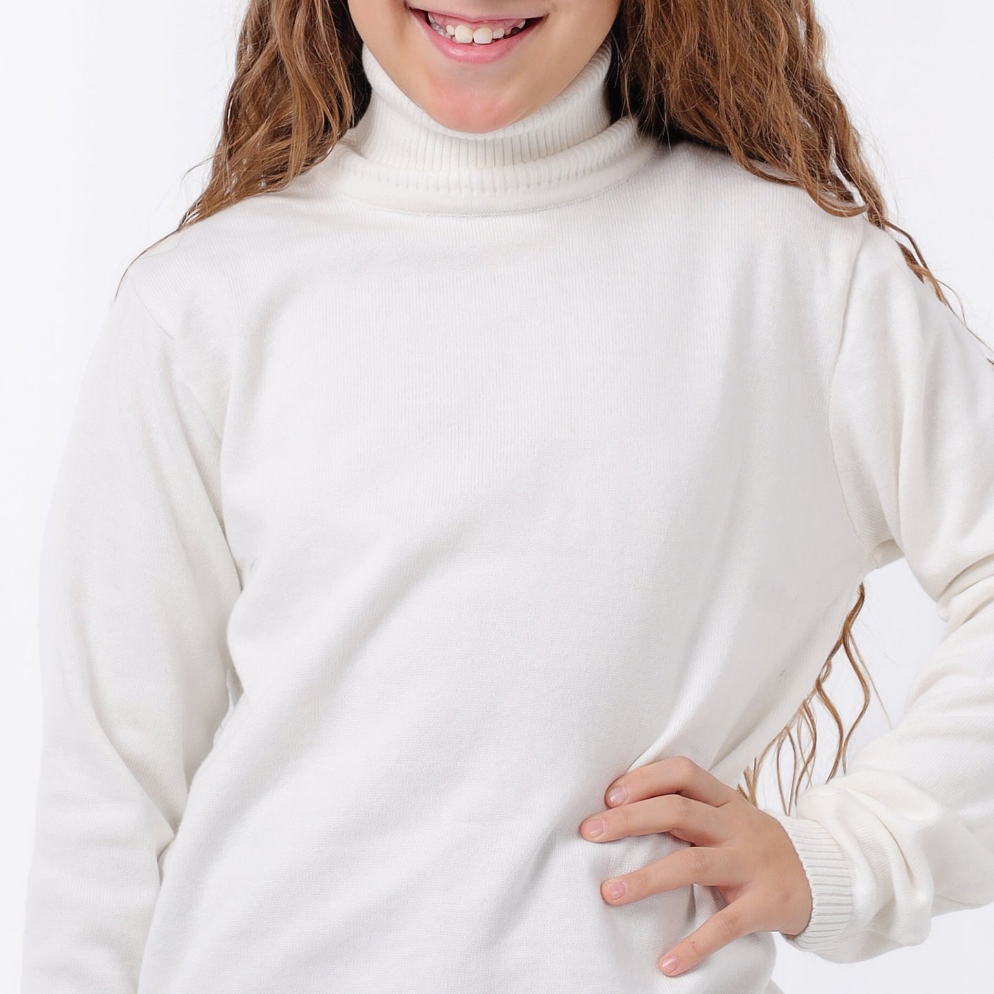 Girls High Neck Knit Sweater