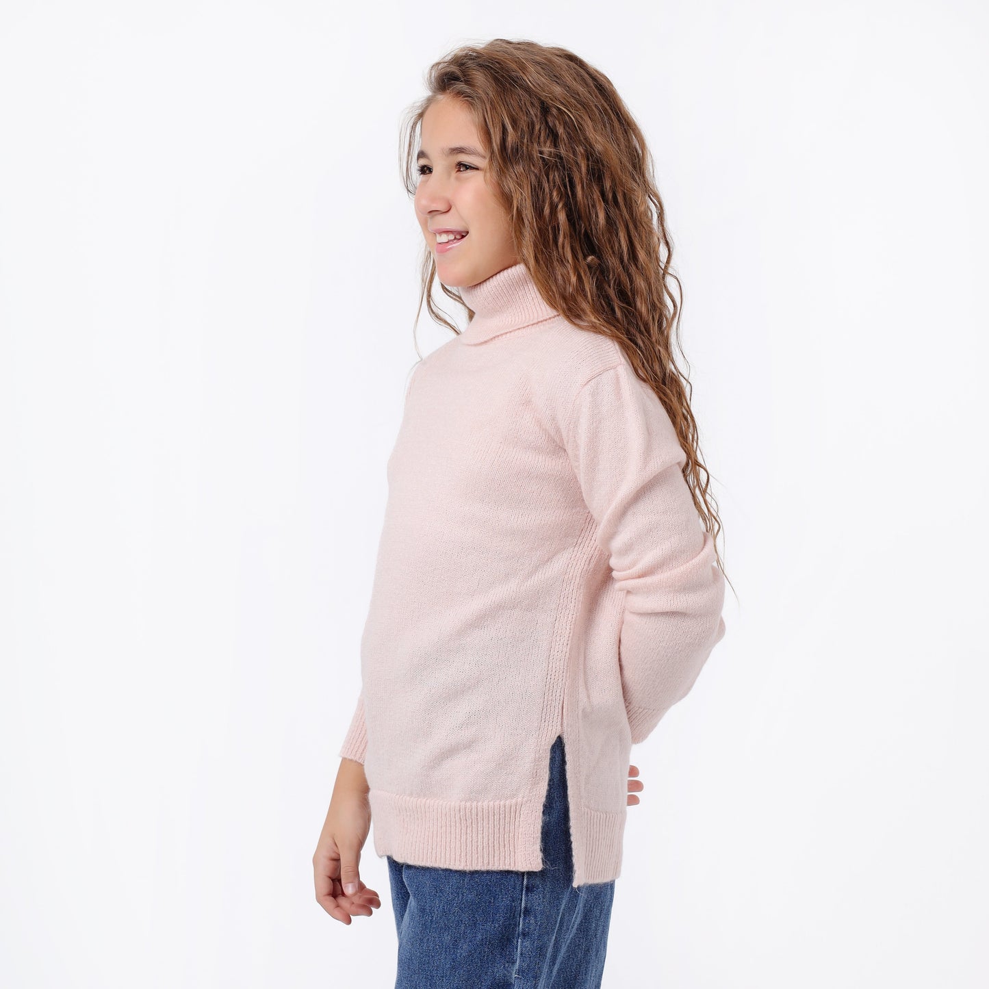 Girls High Neck Knit Sweater