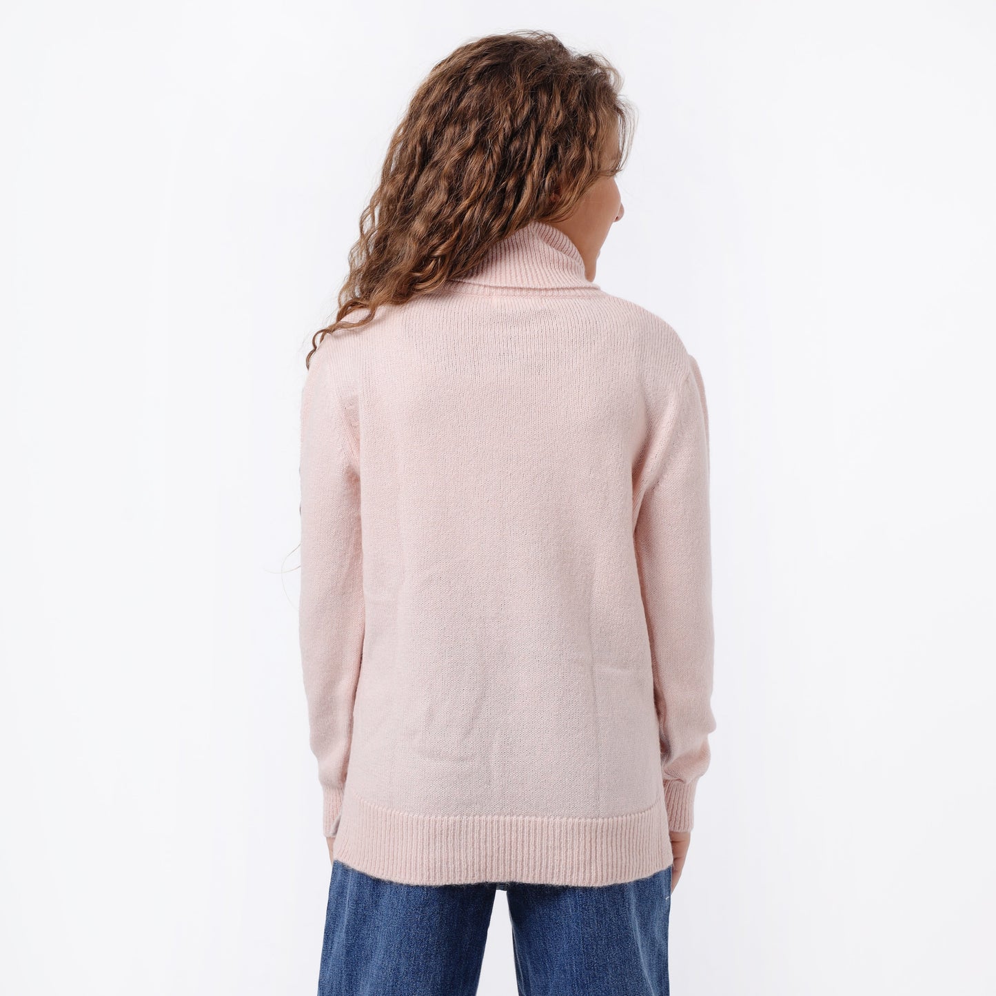 Girls High Neck Knit Sweater