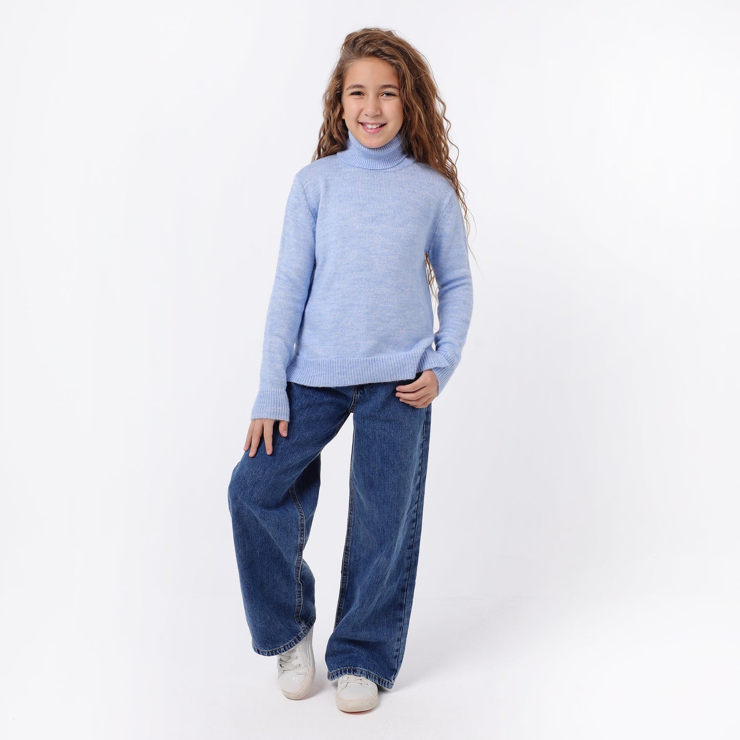 Girls High Neck Knit Sweater