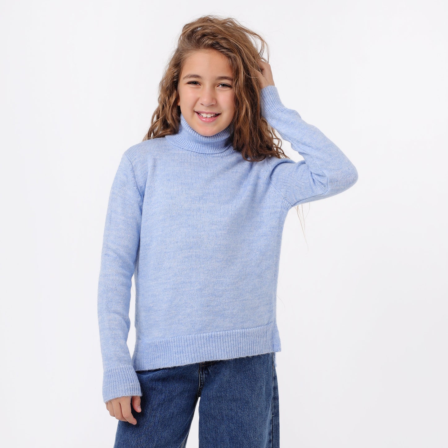 Girls High Neck Knit Sweater