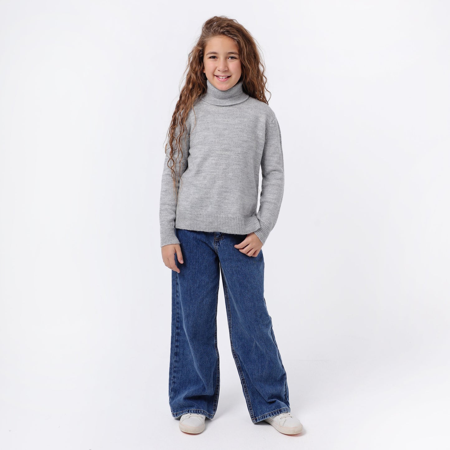 Girls High Neck Knit Sweater