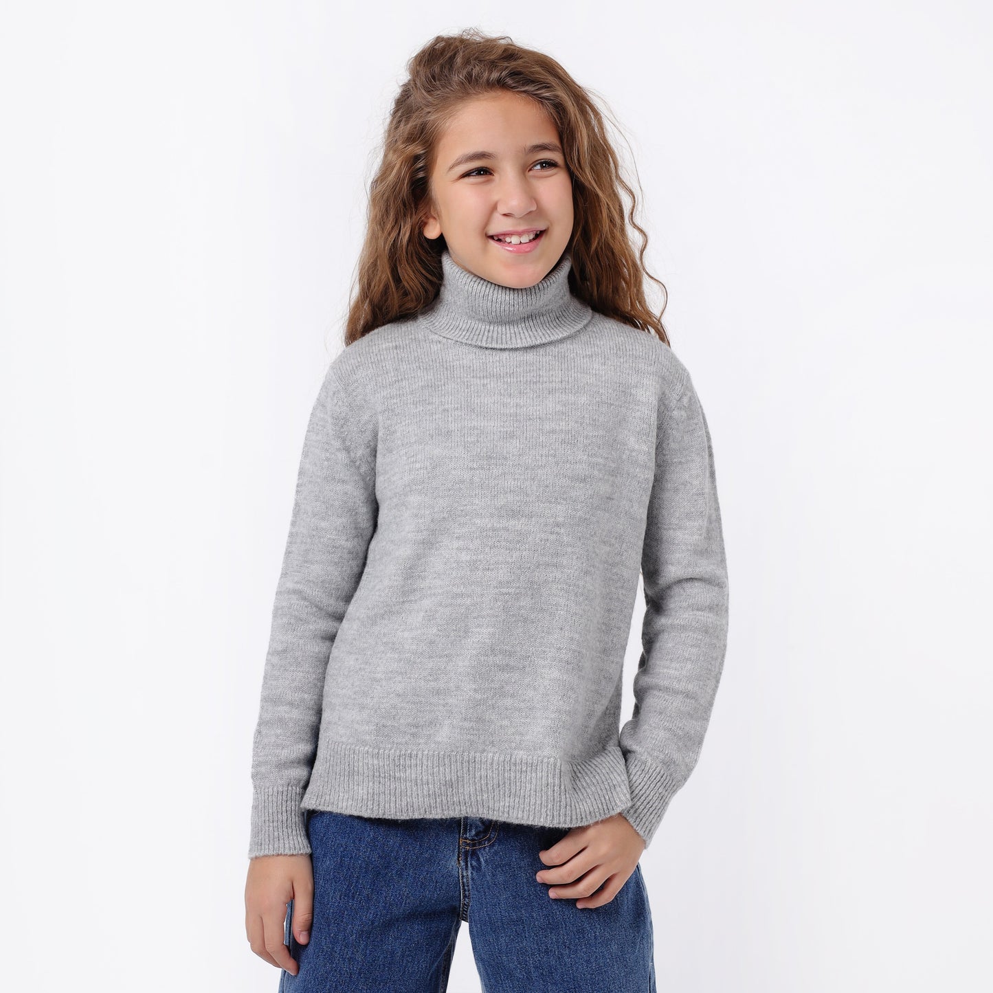 Girls High Neck Knit Sweater