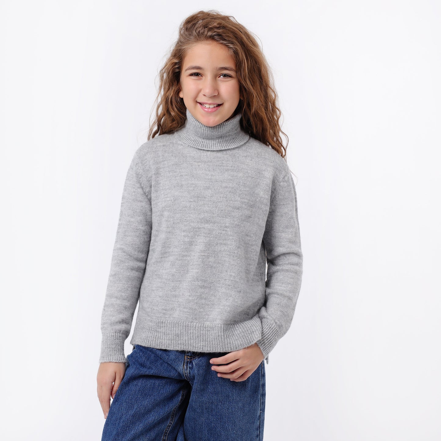 Girls High Neck Knit Sweater