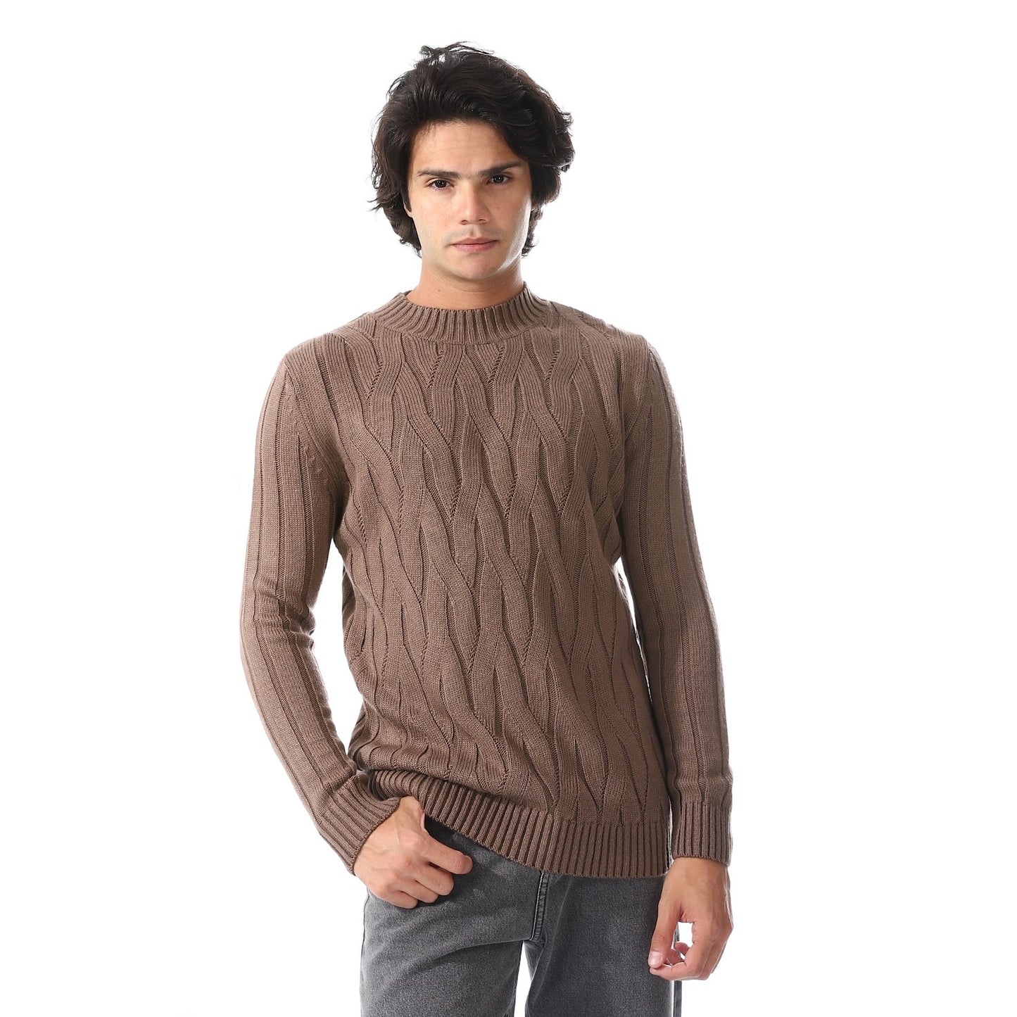 Mens Wool Cable Knit Sweater