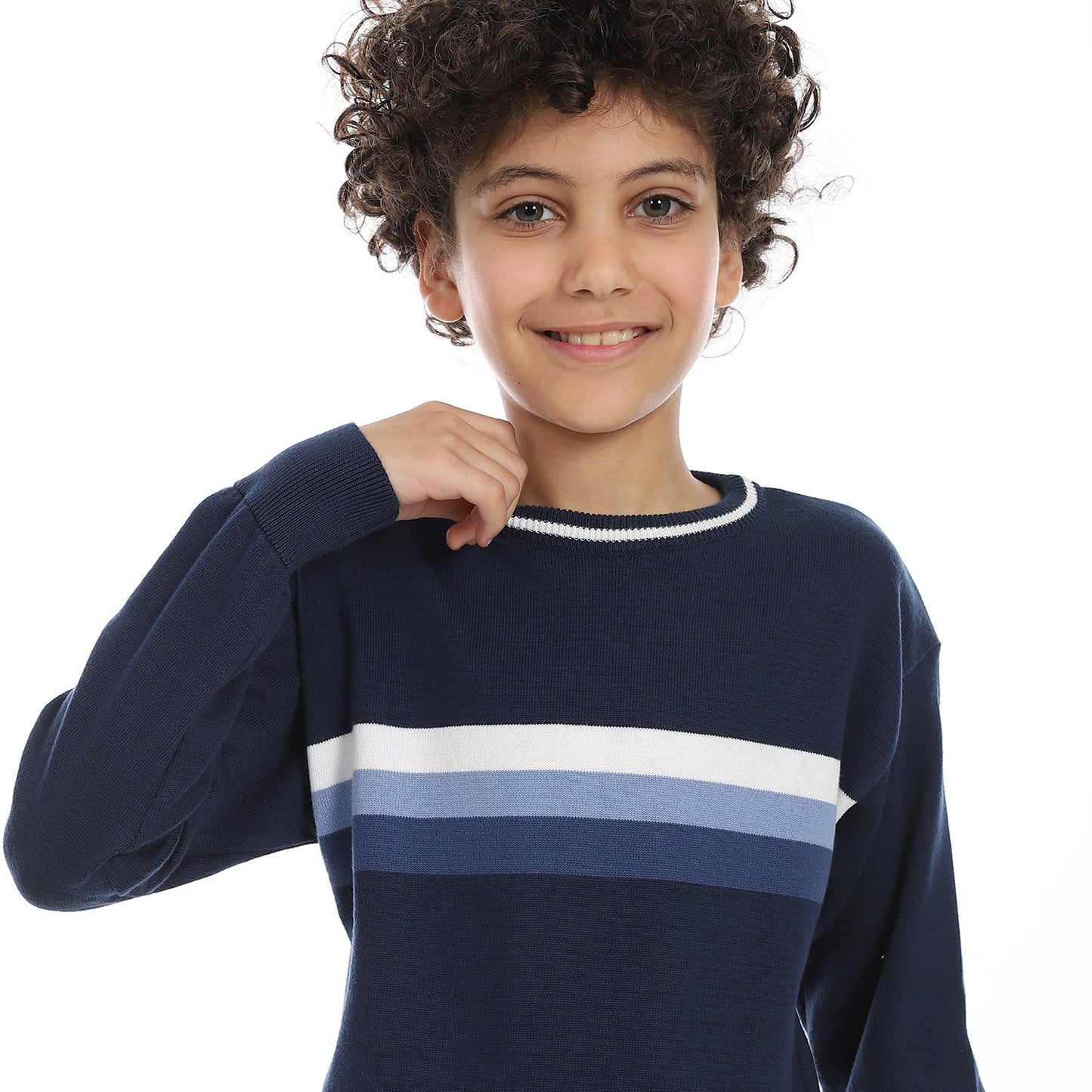Boys Striped Crew Neck Pullover