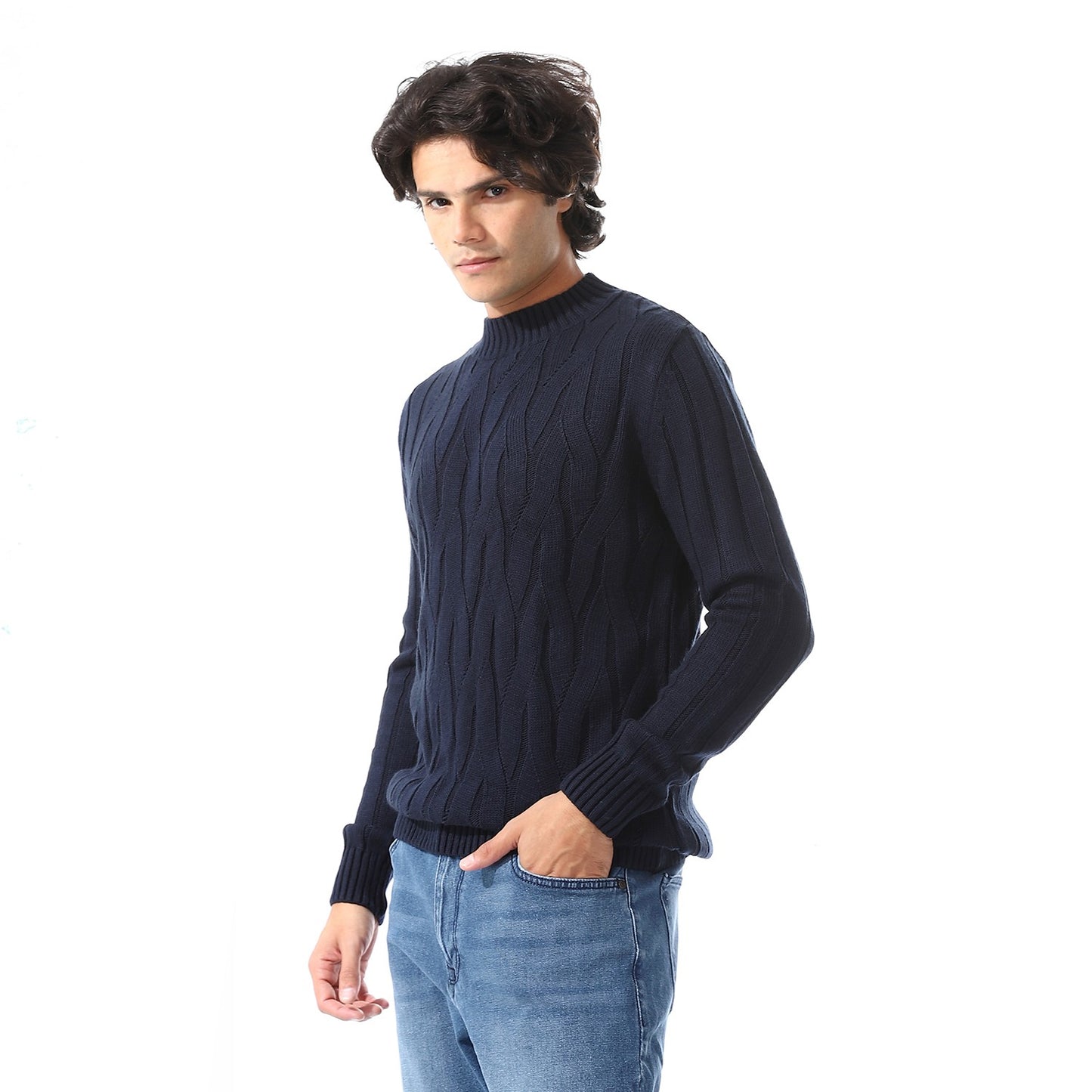Mens Wool Cable Knit Sweater