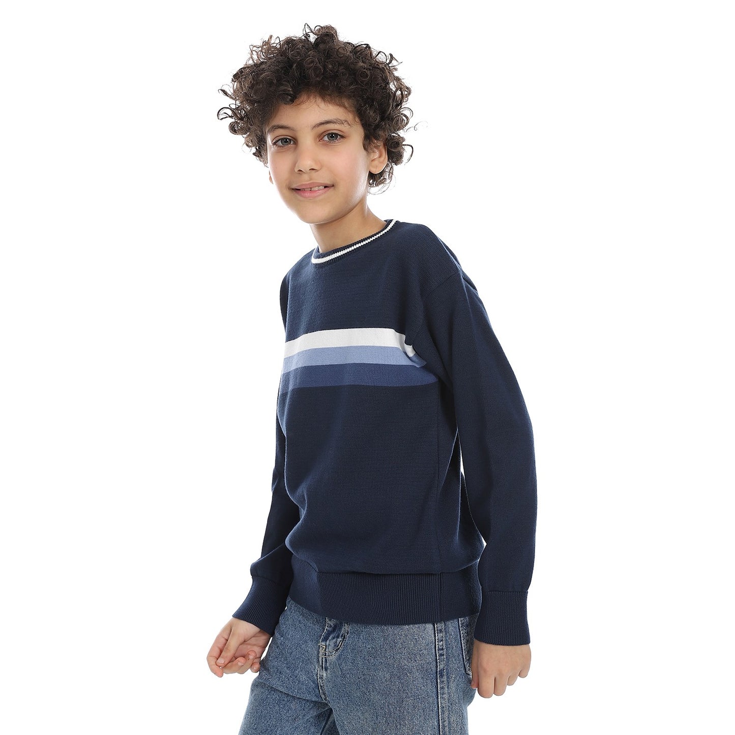 Boys Striped Crew Neck Pullover