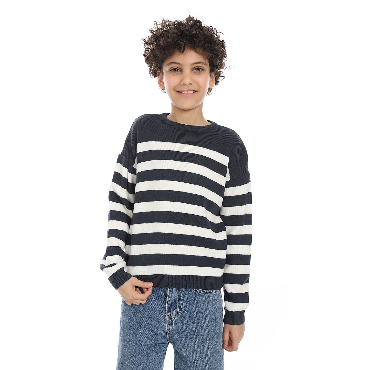 Boys Striped Crew Neck Pullover