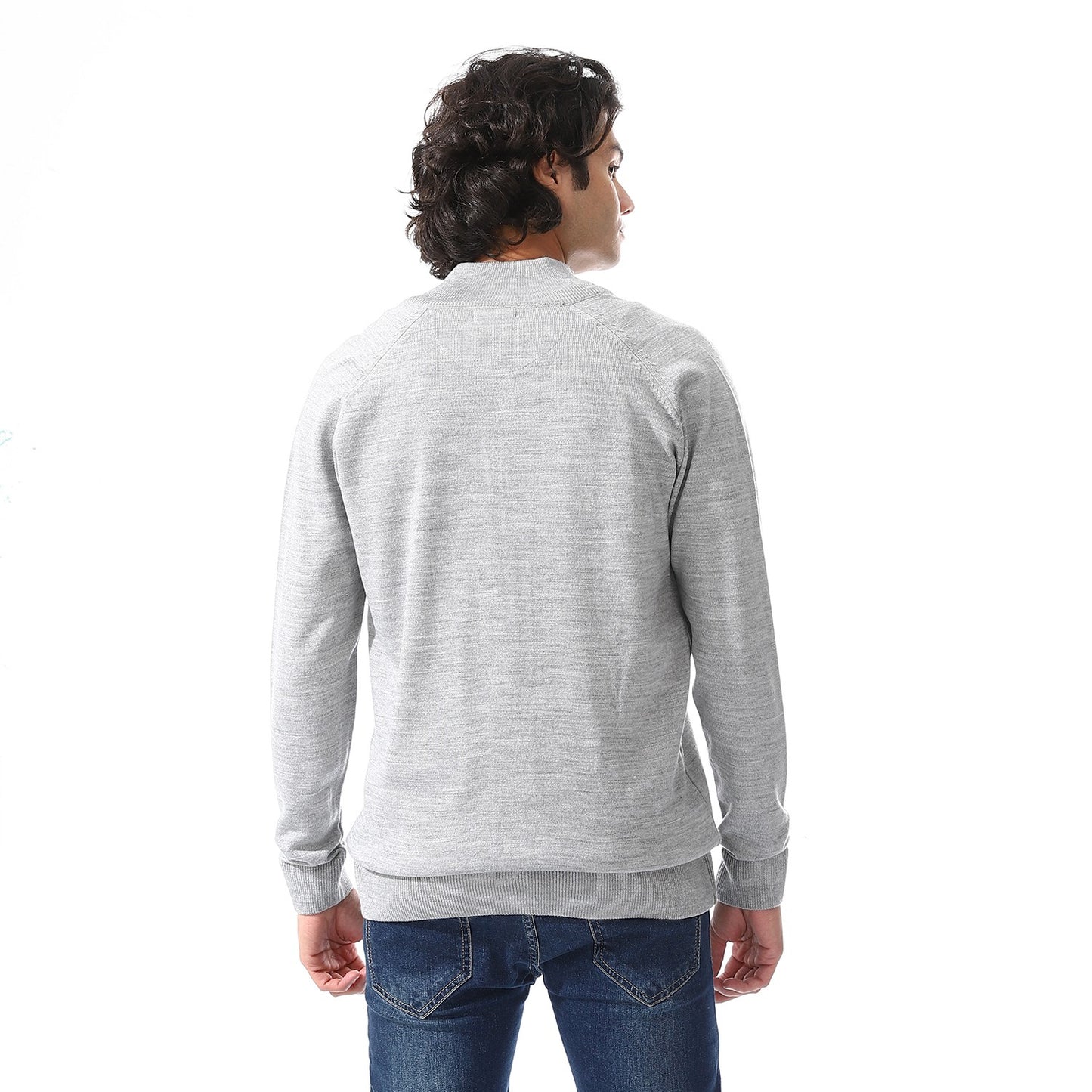 Men Zip-Up Wool Knit Cardigan