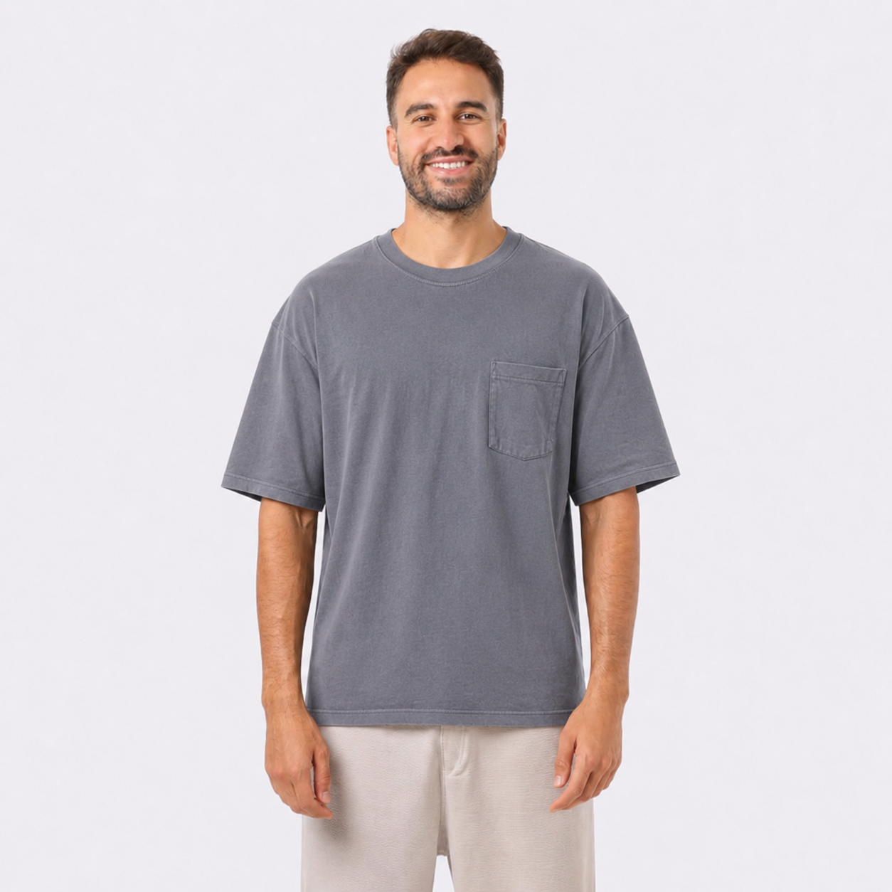 Men’s Plain Short-Sleeve T-Shirt with Pocket