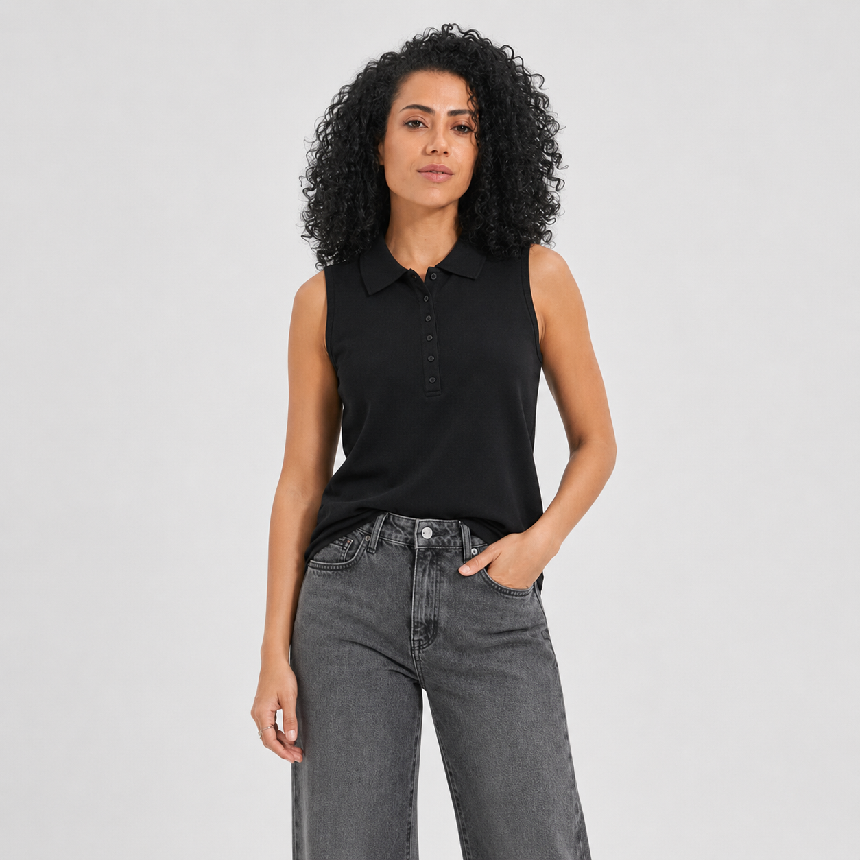 Women Sleeveless Polo Top